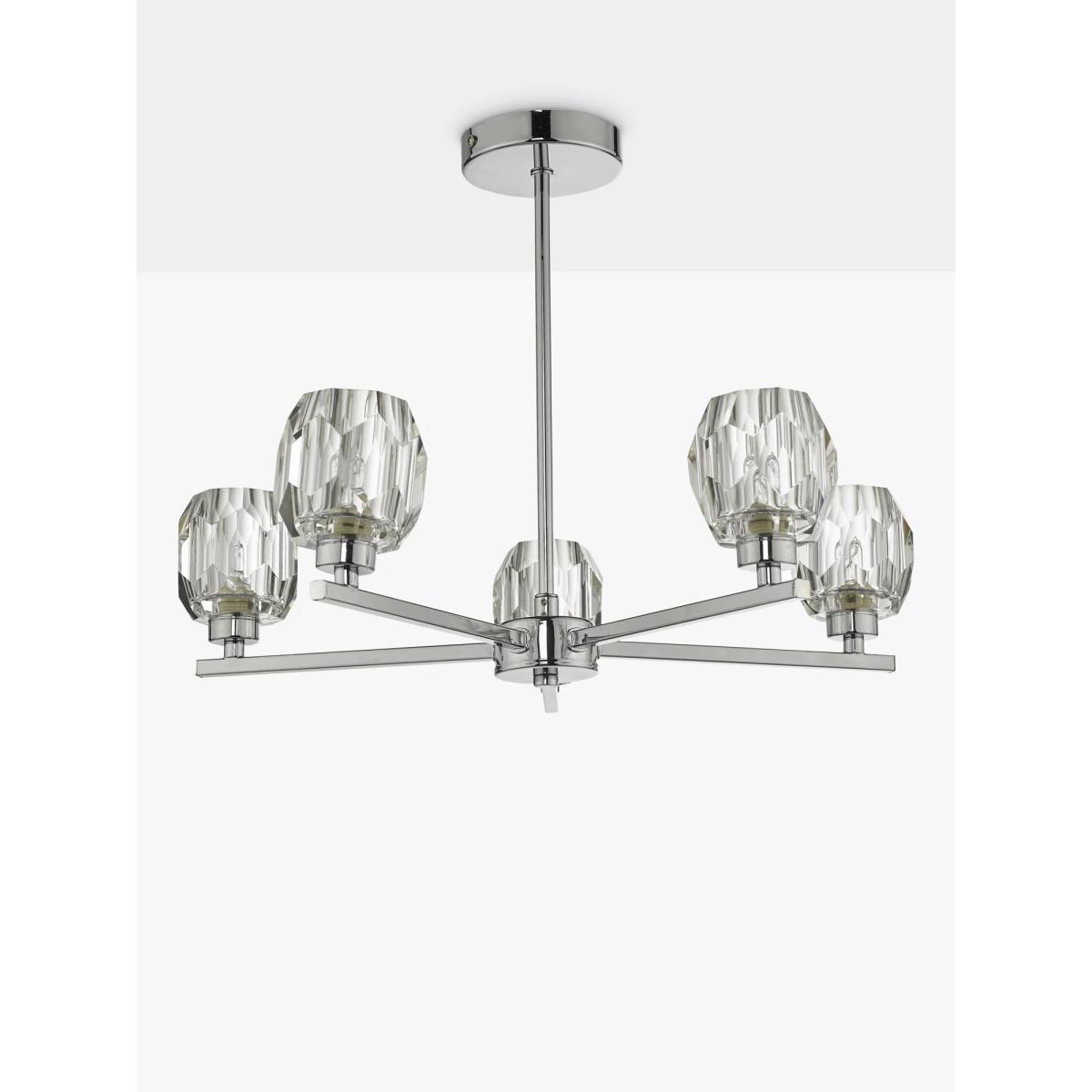 Där Idina 5 Arm Semi Flush Ceiling Light, Polished Chrome – image 2