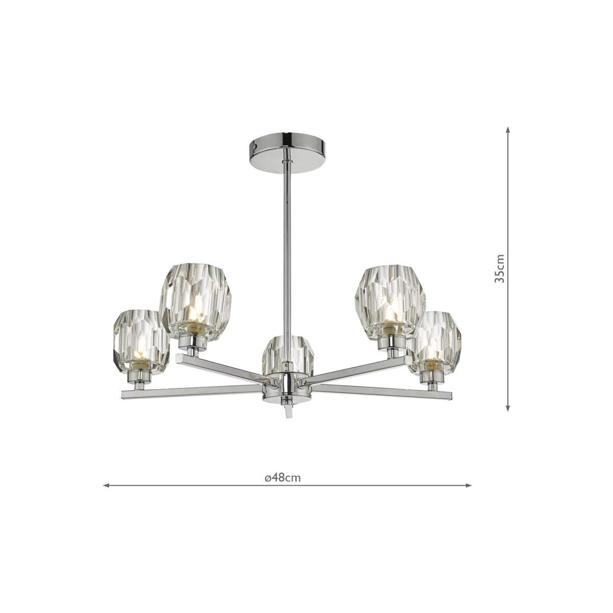 Där Idina 5 Arm Semi Flush Ceiling Light, Polished Chrome – image 6