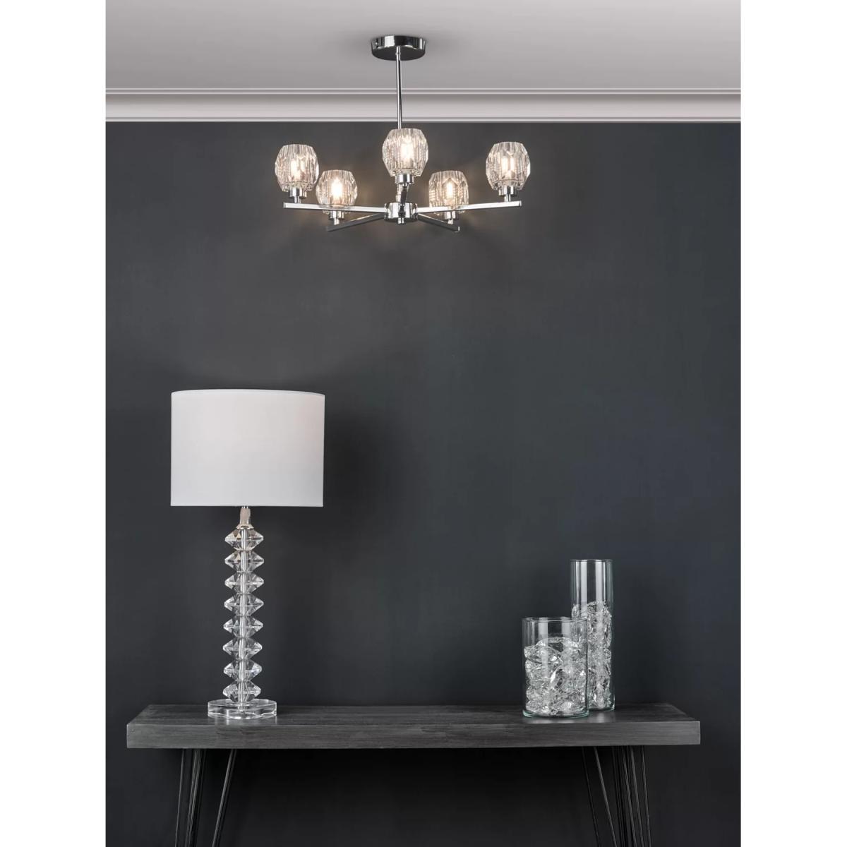Där Idina 5 Arm Semi Flush Ceiling Light, Polished Chrome – image 7