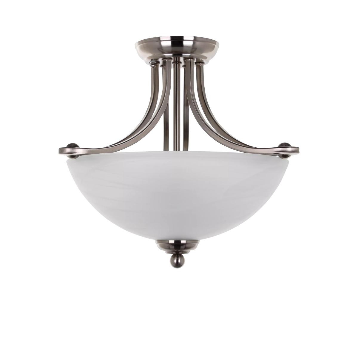 Impex Texas 2 Light Semi Flush Ceiling Light, White Alabaster – image 2