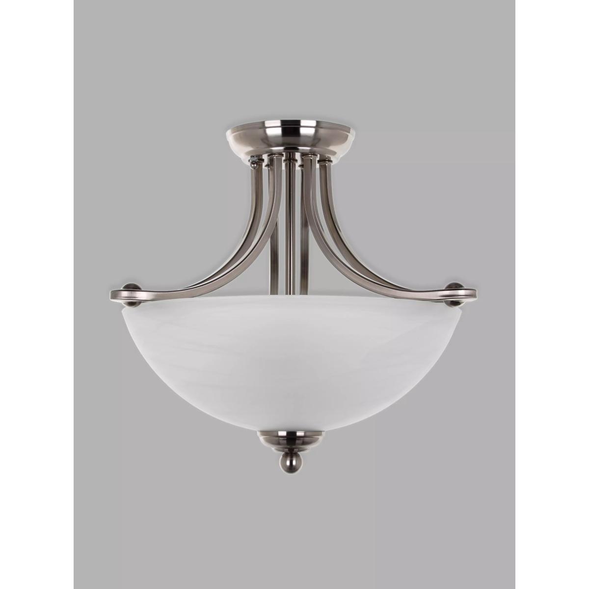 Impex Texas 2 Light Semi Flush Ceiling Light, White Alabaster – image 3