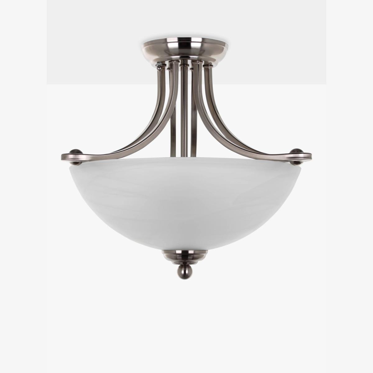 Impex Texas 2 Light Semi Flush Ceiling Light, White Alabaster – image 1
