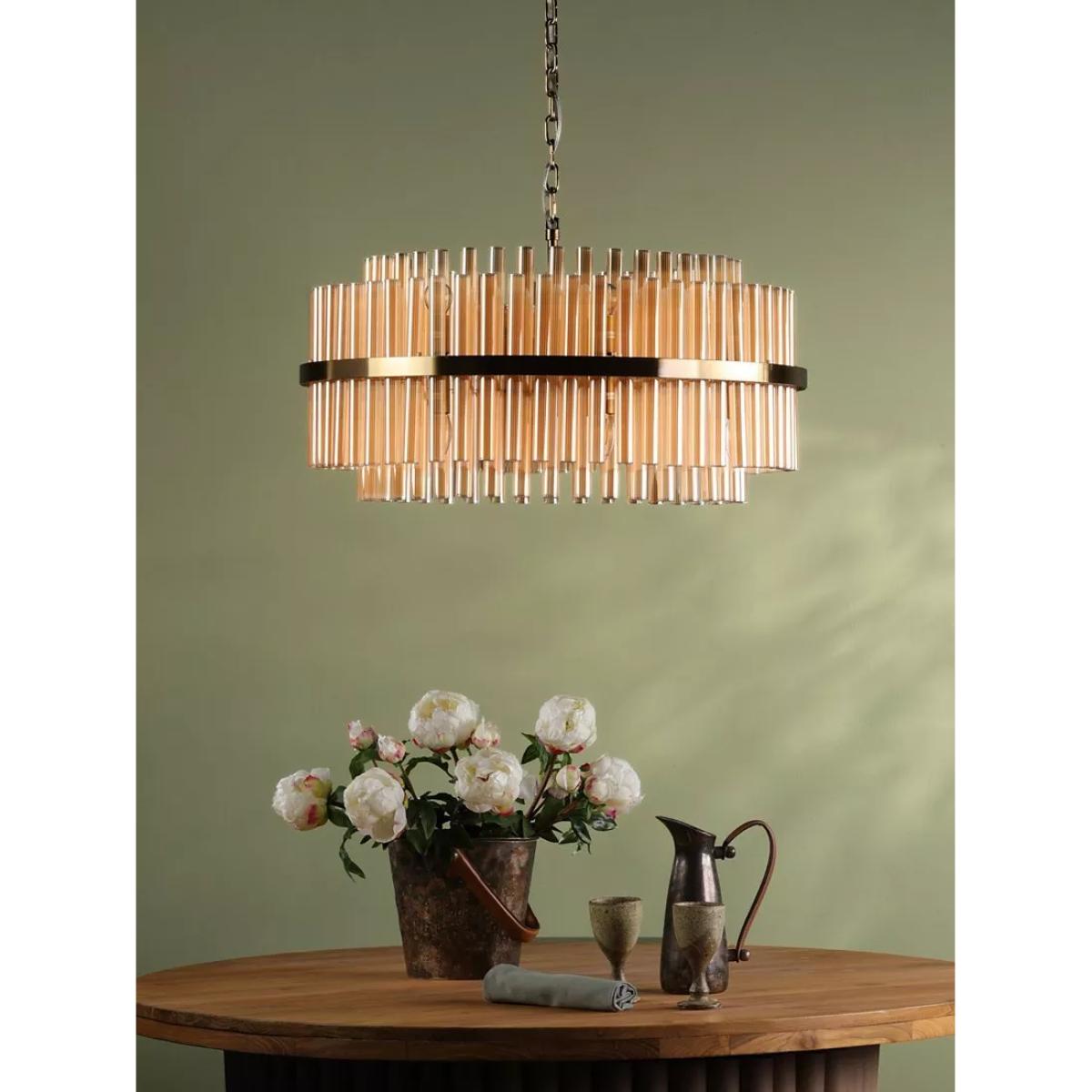 Där Imani 16 Glass Pendant Ceiling Light, Brass/Champagne – image 8