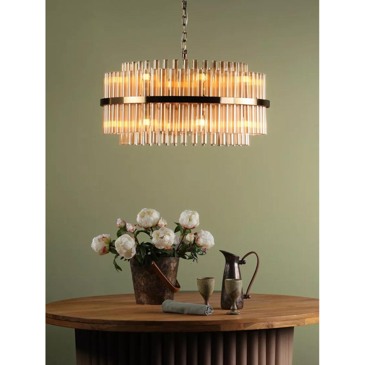 Där Imani 16 Glass Pendant Ceiling Light, Brass/Champagne – image 9