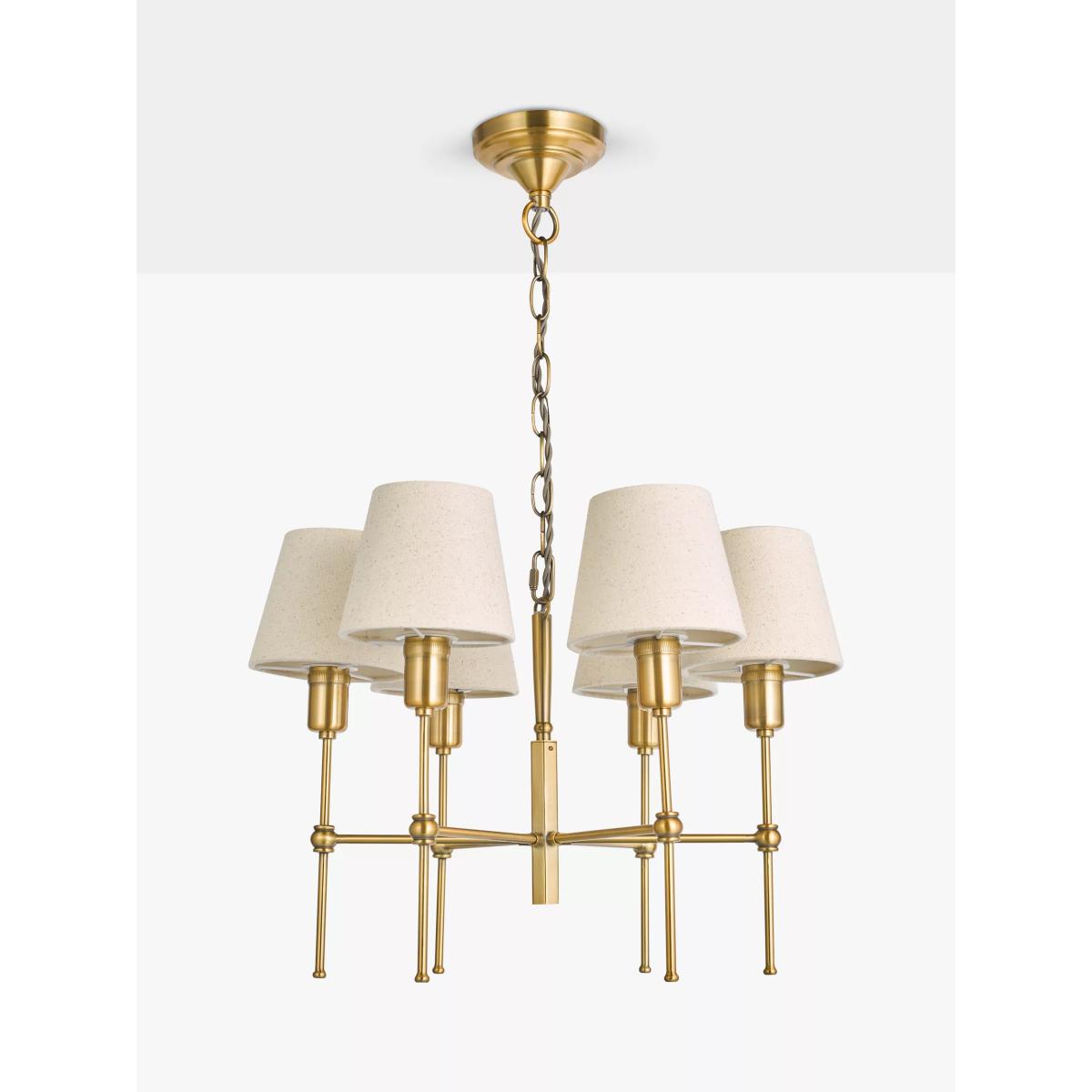 John Lewis Hex 6 Arm Shaded Pendant Ceiling Light, Brass – image 2