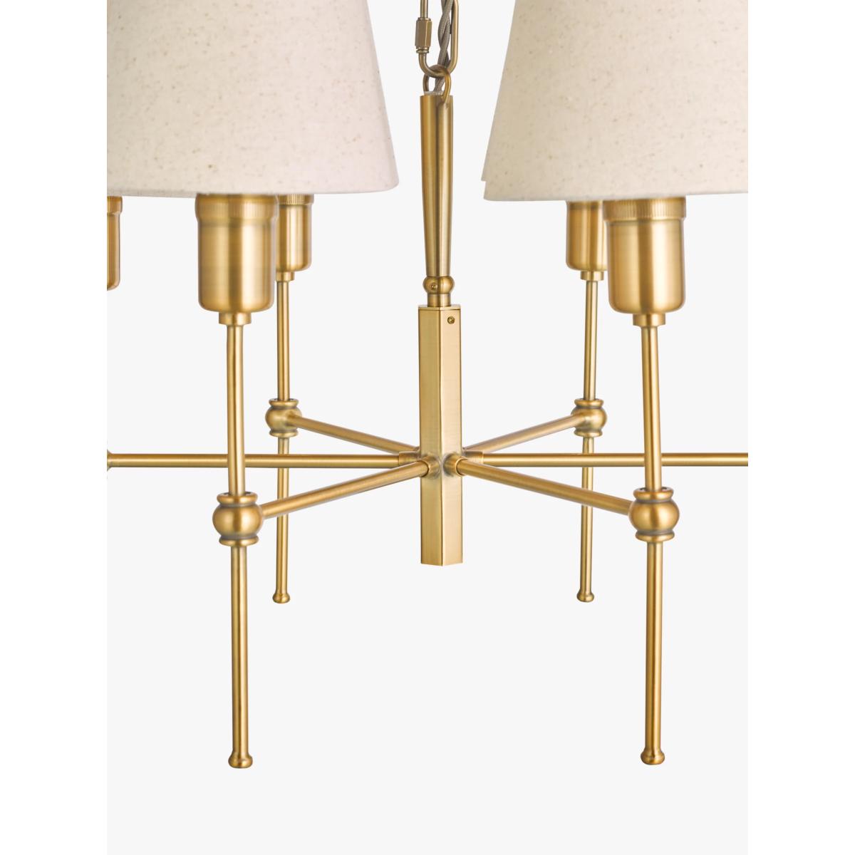 John Lewis Hex 6 Arm Shaded Pendant Ceiling Light, Brass – image 3