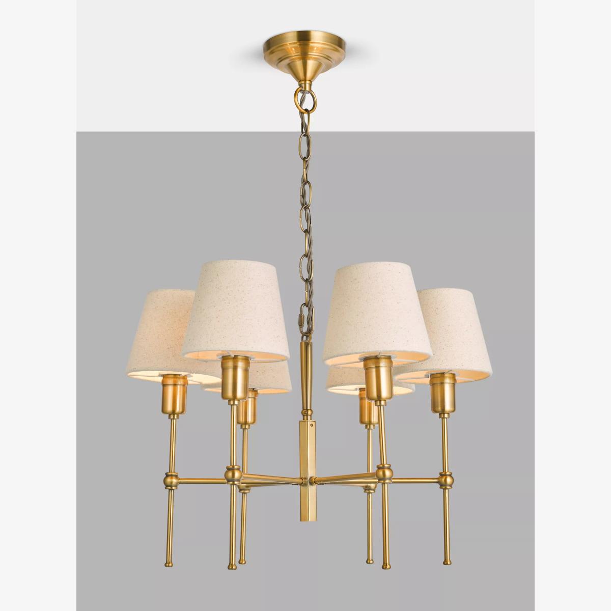 John Lewis Hex 6 Arm Shaded Pendant Ceiling Light, Brass – image 1