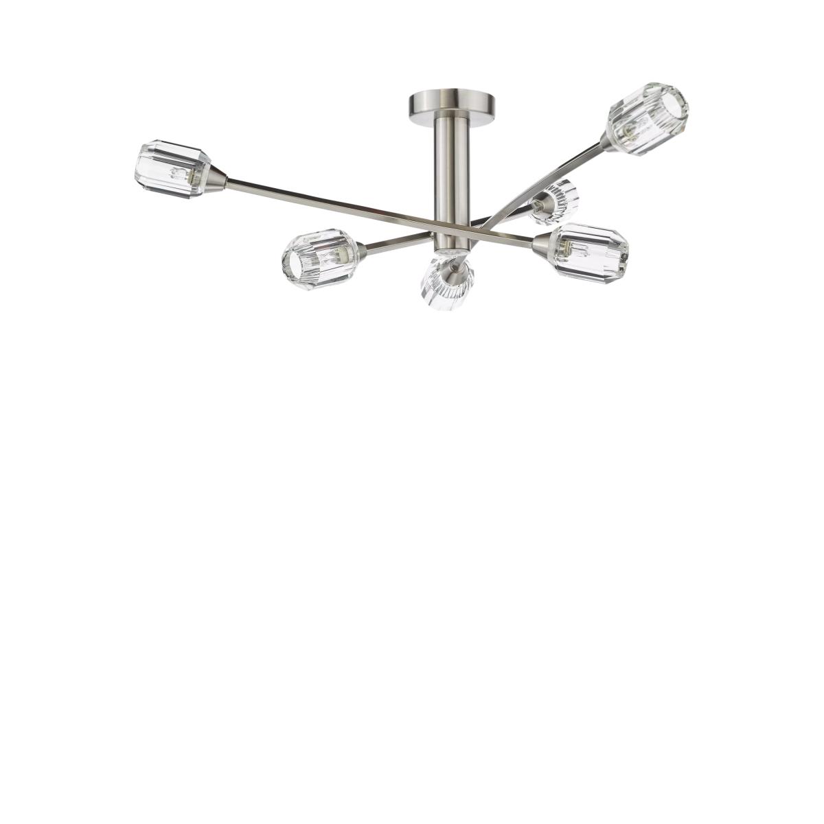Där Zonda 6 Arm Crystal Semi-Flush Ceiling Light, Brushed Nickel – image 3