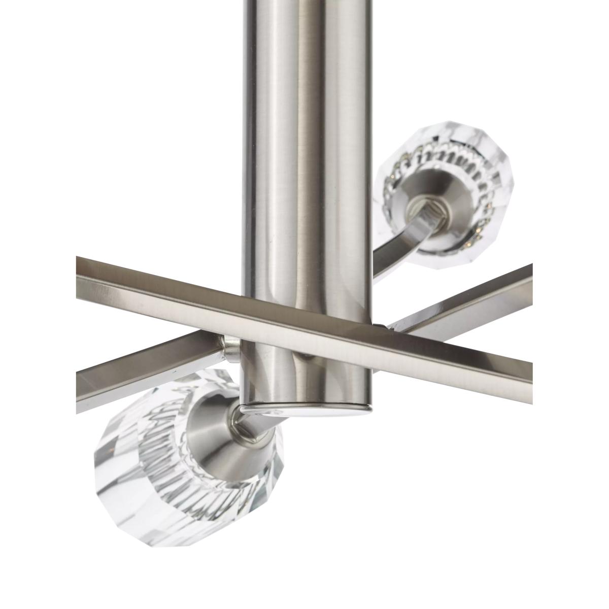 Där Zonda 6 Arm Crystal Semi-Flush Ceiling Light, Brushed Nickel – image 5