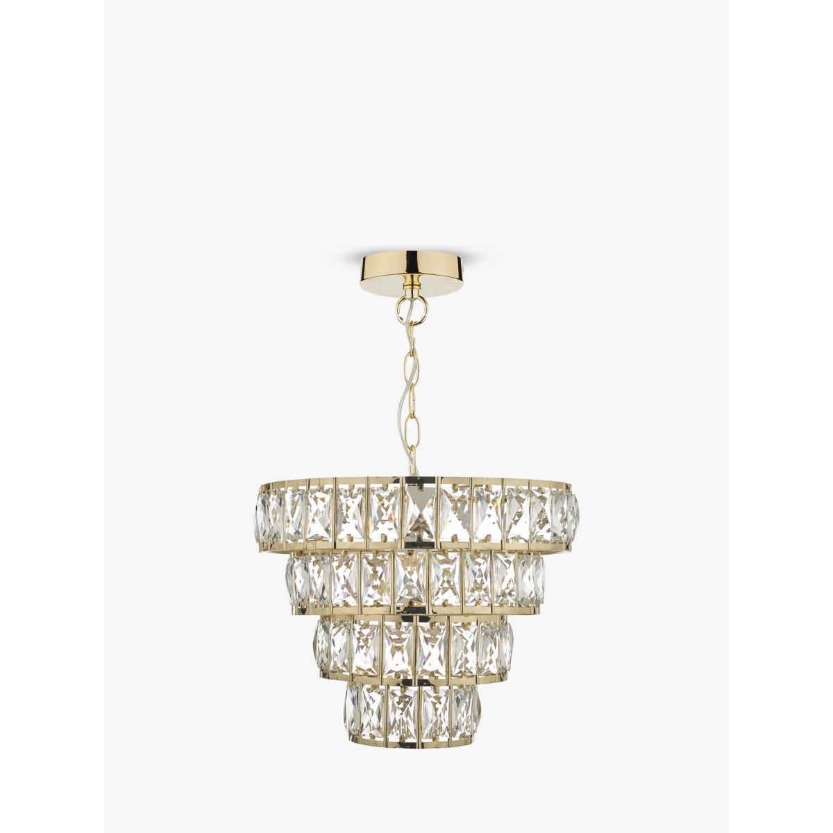 Där Cerys Crystal Chandelier Ceiling Light, Gold – image 2