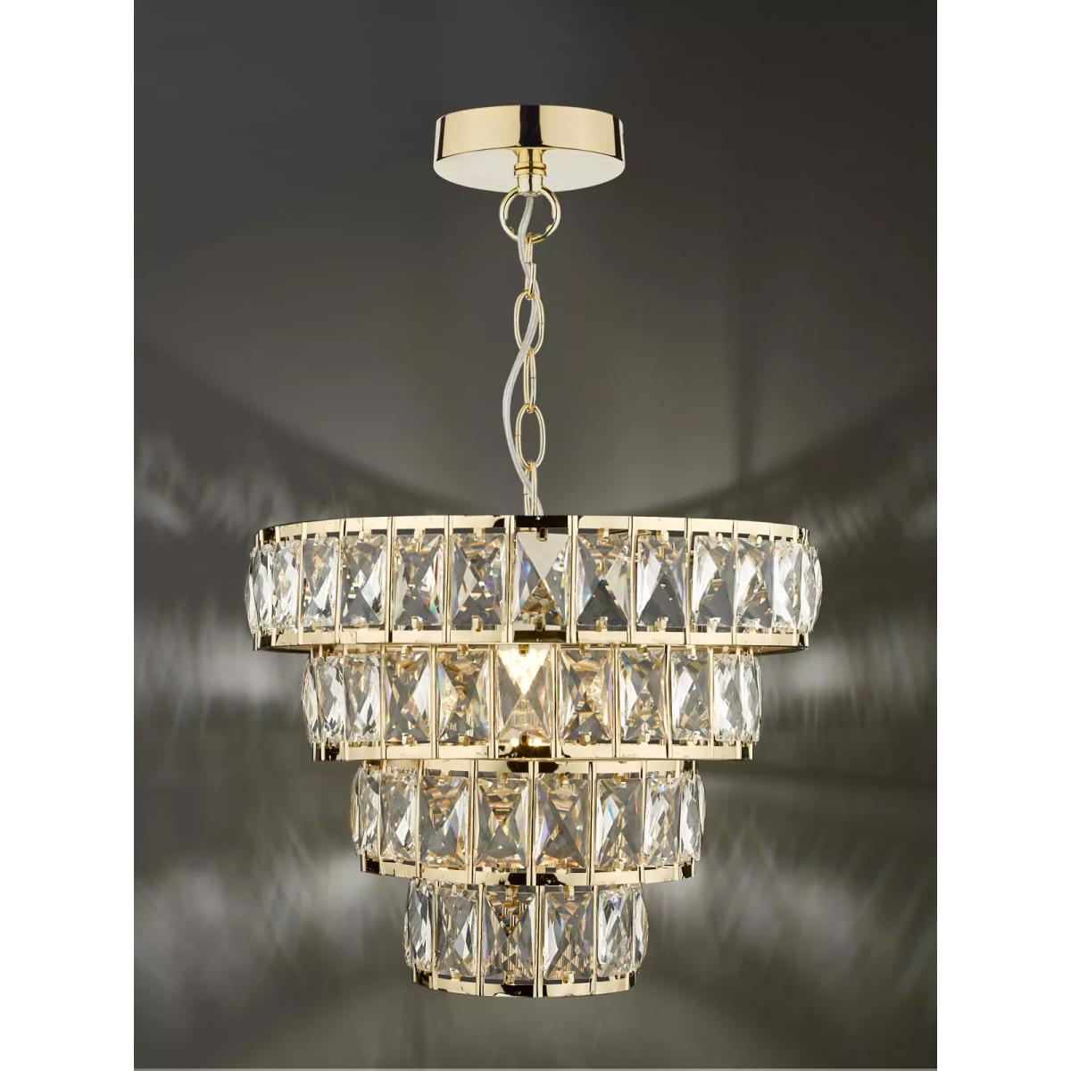Där Cerys Crystal Chandelier Ceiling Light, Gold – image 5