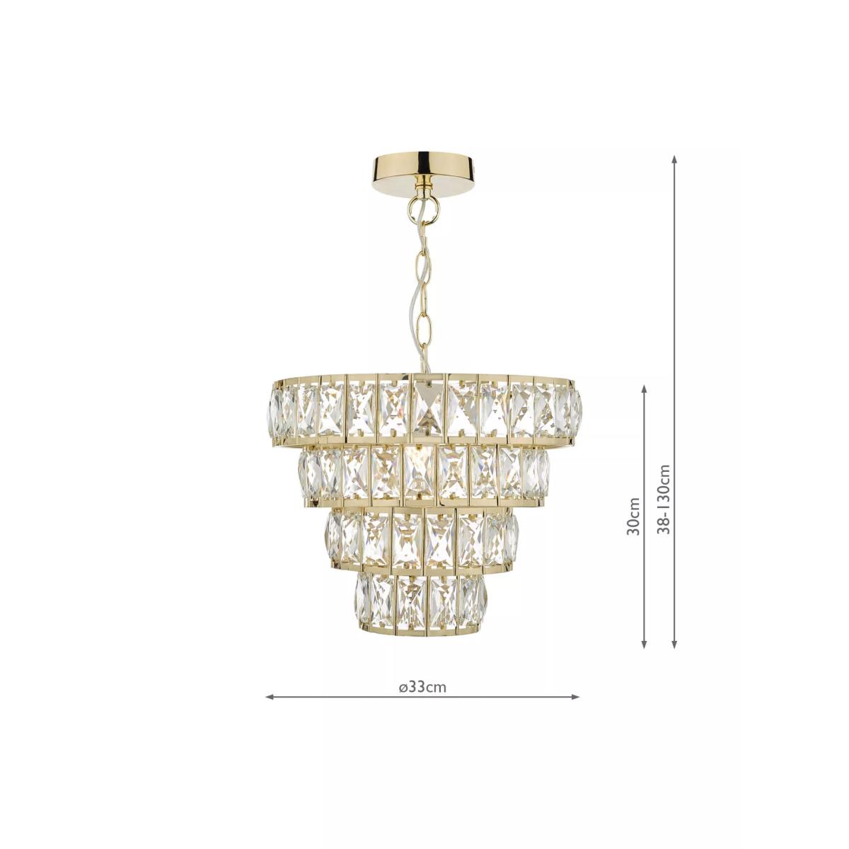 Där Cerys Crystal Chandelier Ceiling Light, Gold – image 6