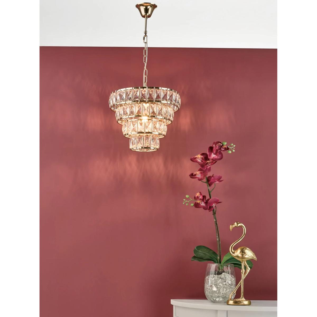Där Cerys Crystal Chandelier Ceiling Light, Gold – image 7