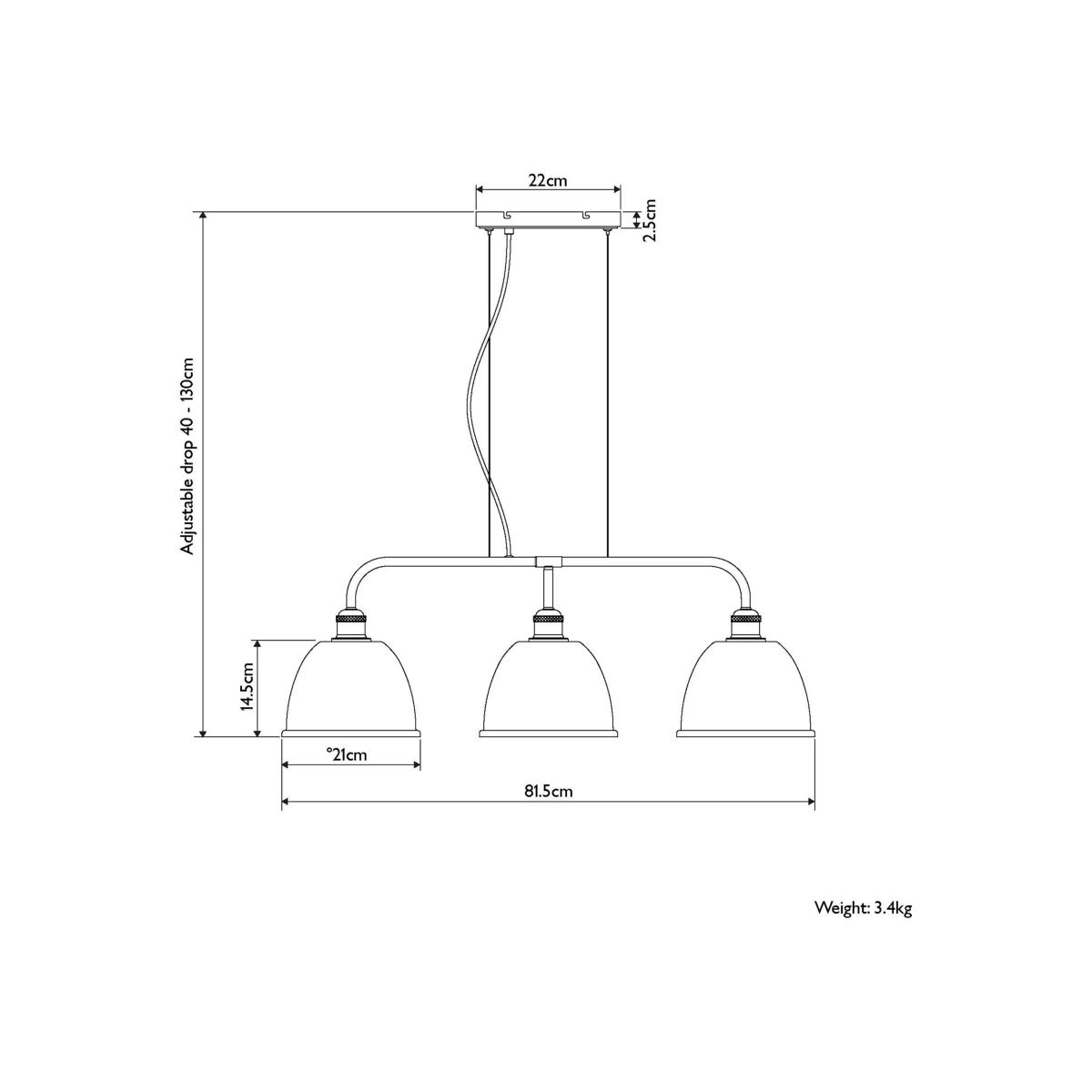 John Lewis Baldwin 3 Arm Diner Ceiling Light, Satin Nickel – image 10