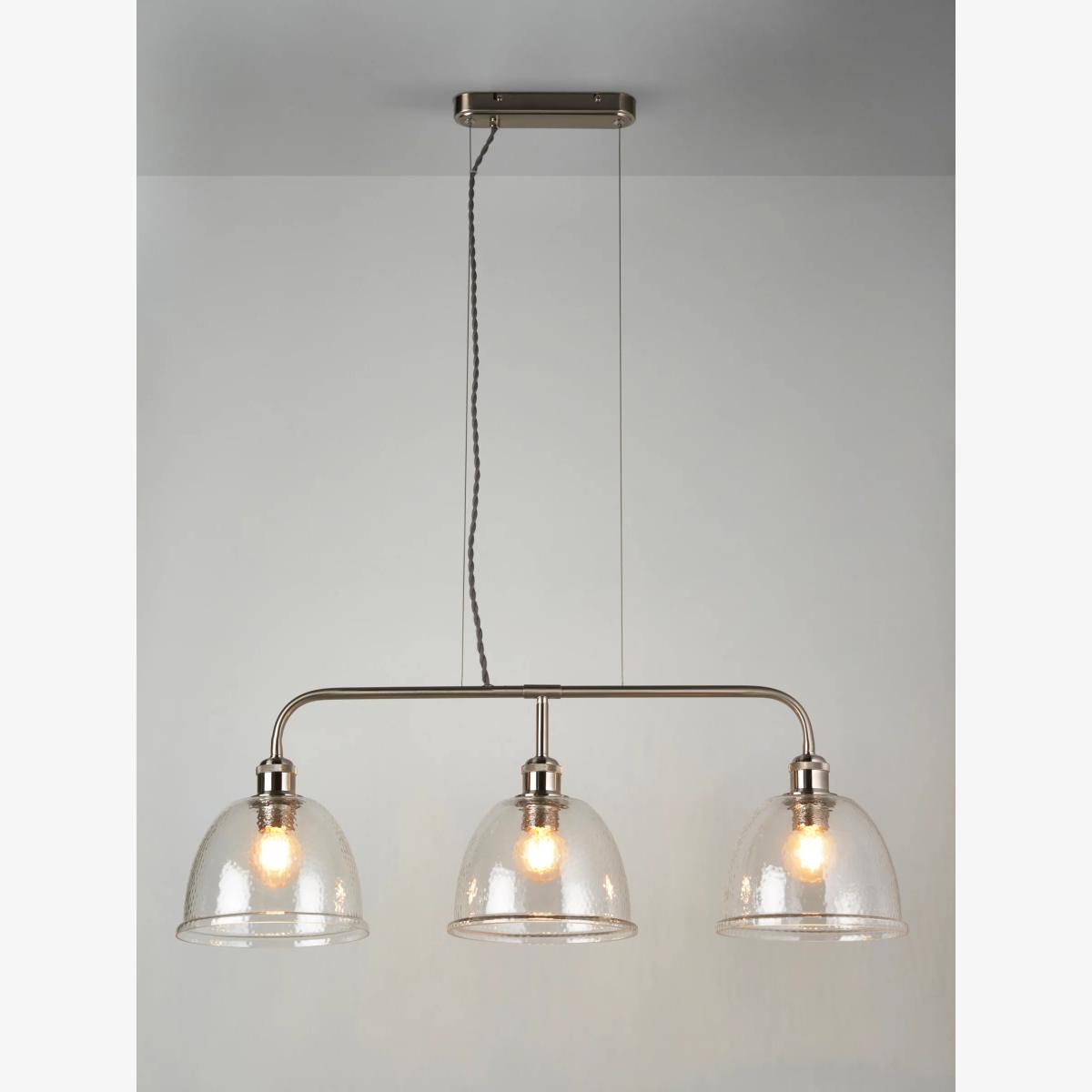 John Lewis Baldwin 3 Arm Diner Ceiling Light, Satin Nickel – image 1
