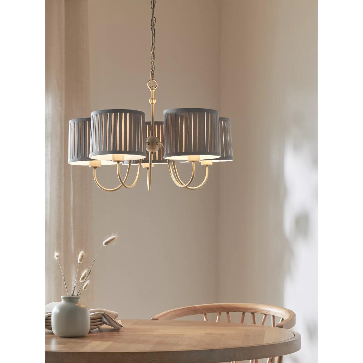 John Lewis Classic Curve 5 Arm Pendant Ceiling Light, Matte Antique Brass – image 2
