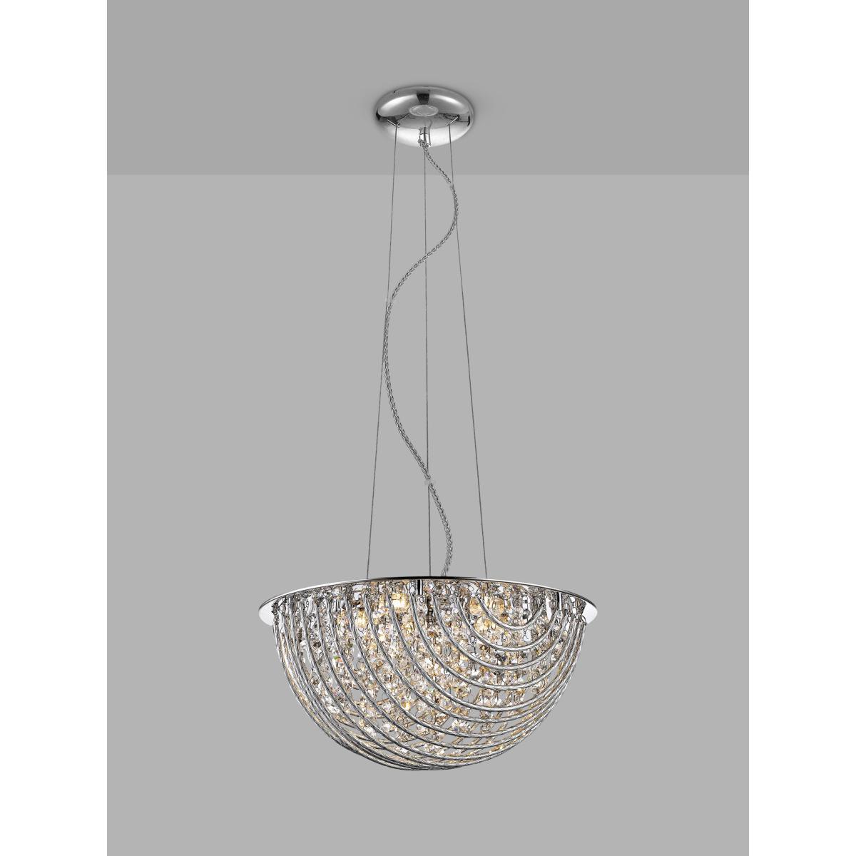Impex Millie Crystal Ceiling Light, Large, Chrome
