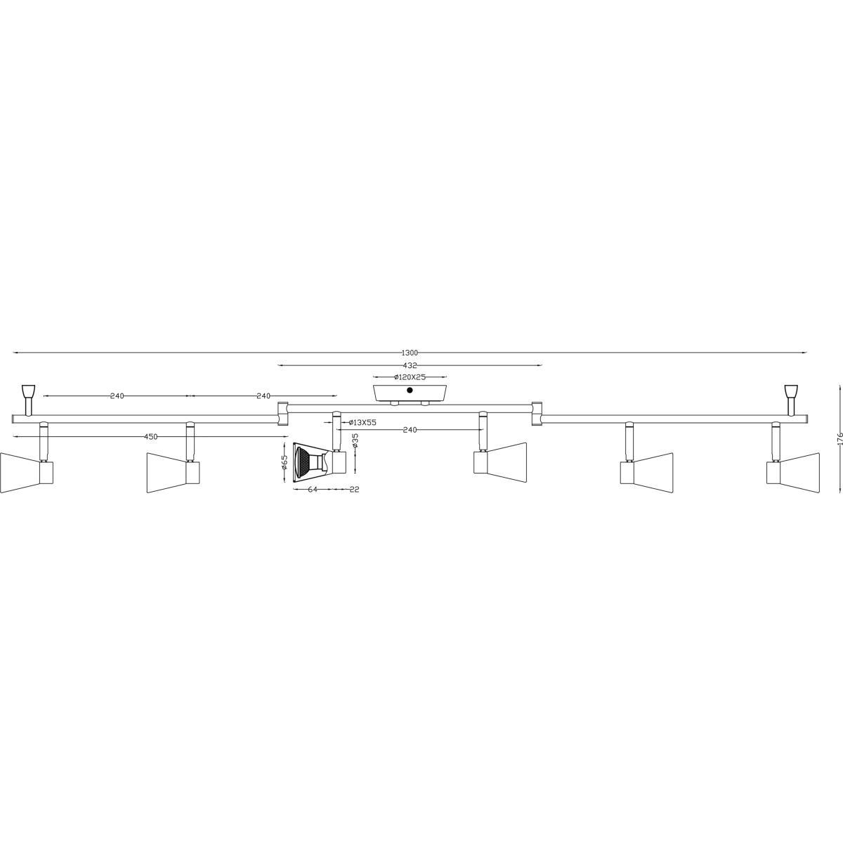 John Lewis & Partners Logan GU10 LED 6 Spotlight Ceiling Bar – image 5