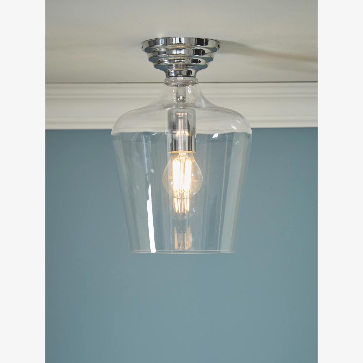Laura Ashley Ockley Glass Semi Flush Ceiling Light, Polished Chrome – image 1