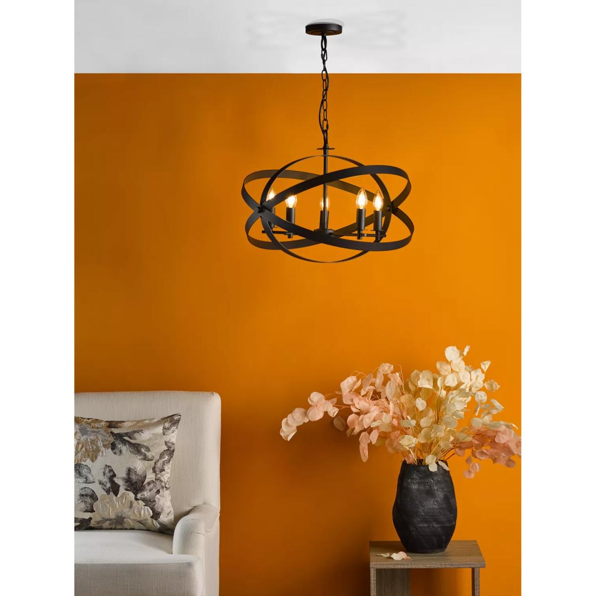 Där Nitya 5 Arm Pendant Ceiling Light, Black – image 3
