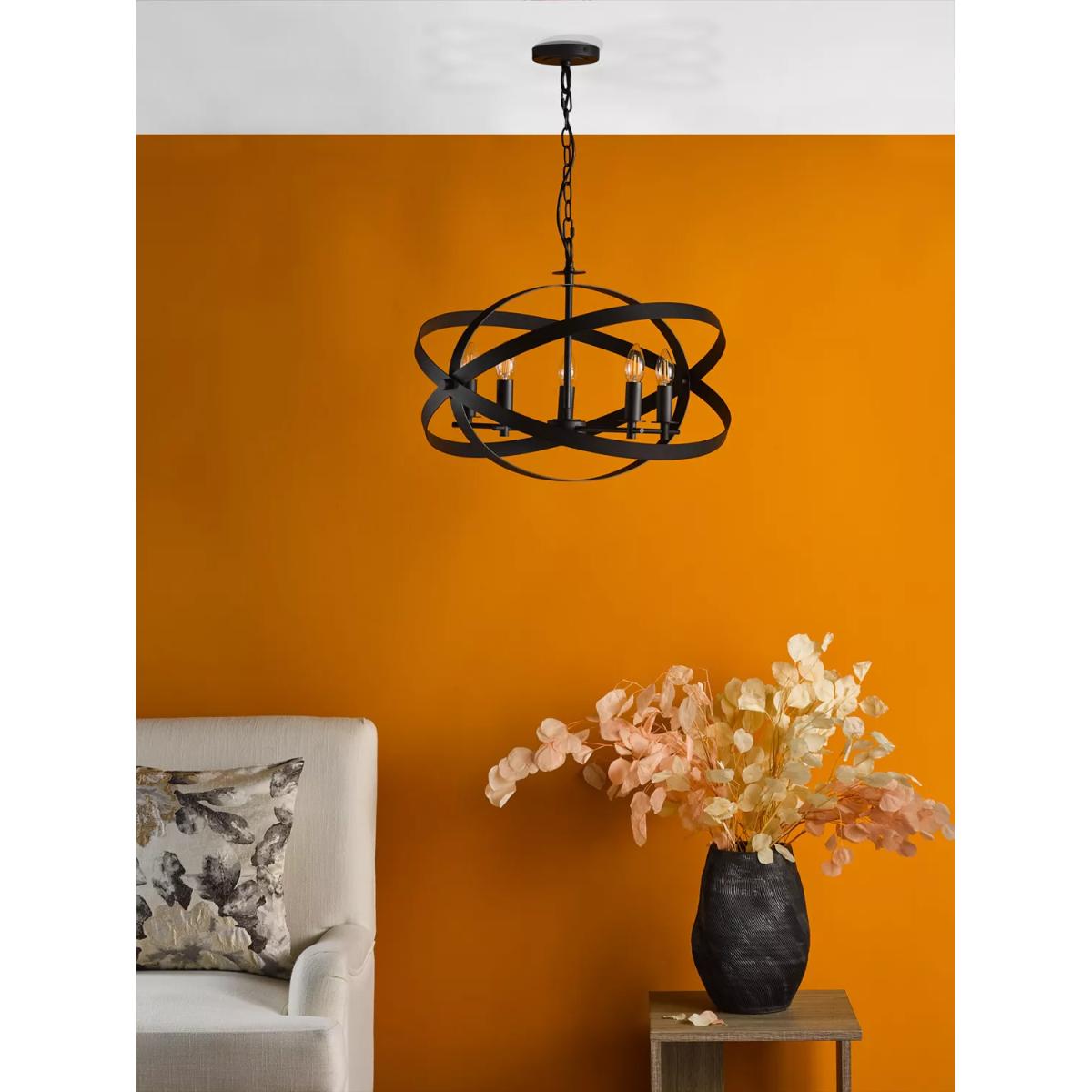 Där Nitya 5 Arm Pendant Ceiling Light, Black – image 4