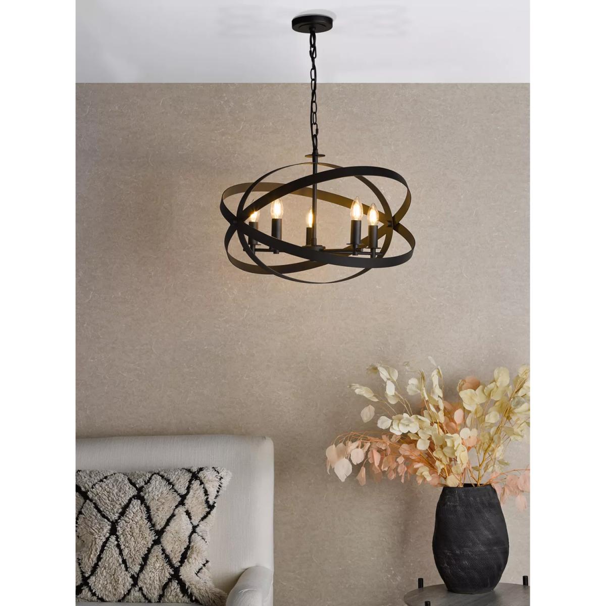 Där Nitya 5 Arm Pendant Ceiling Light, Black – image 5
