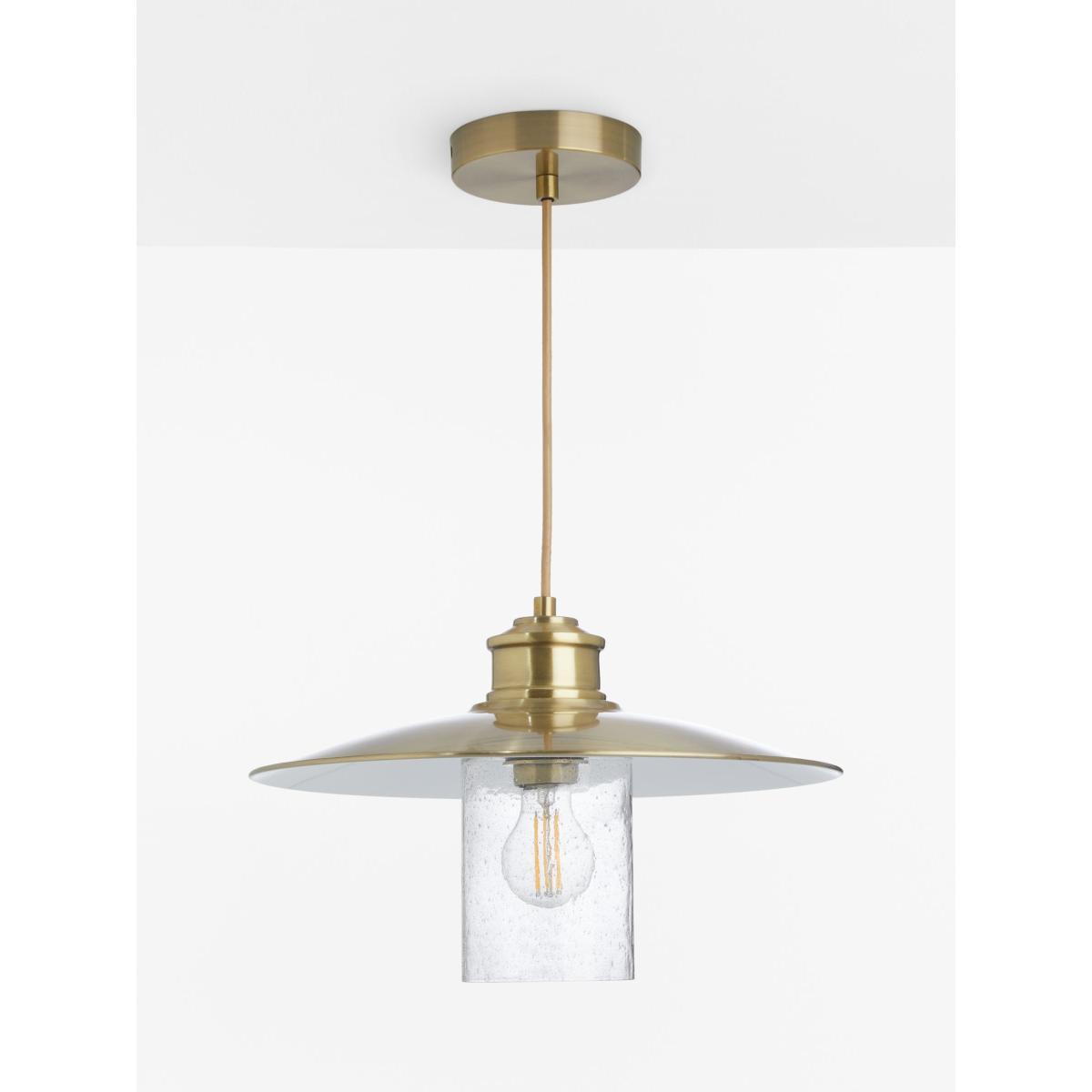 John Lewis Torrin Metal & Glass Pendant Ceiling Light, Antique Brass – image 2