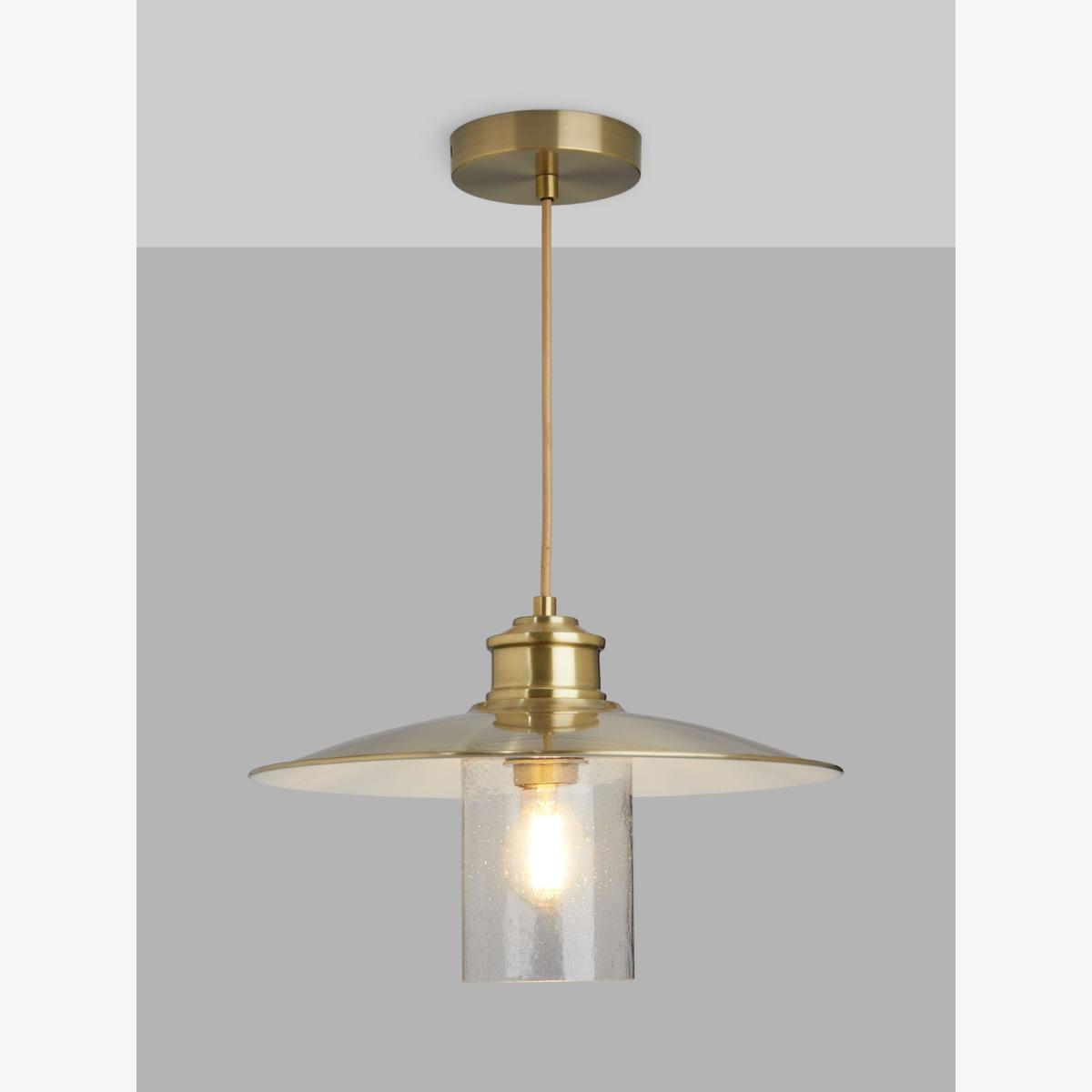John Lewis Torrin Metal & Glass Pendant Ceiling Light, Antique Brass – image 1