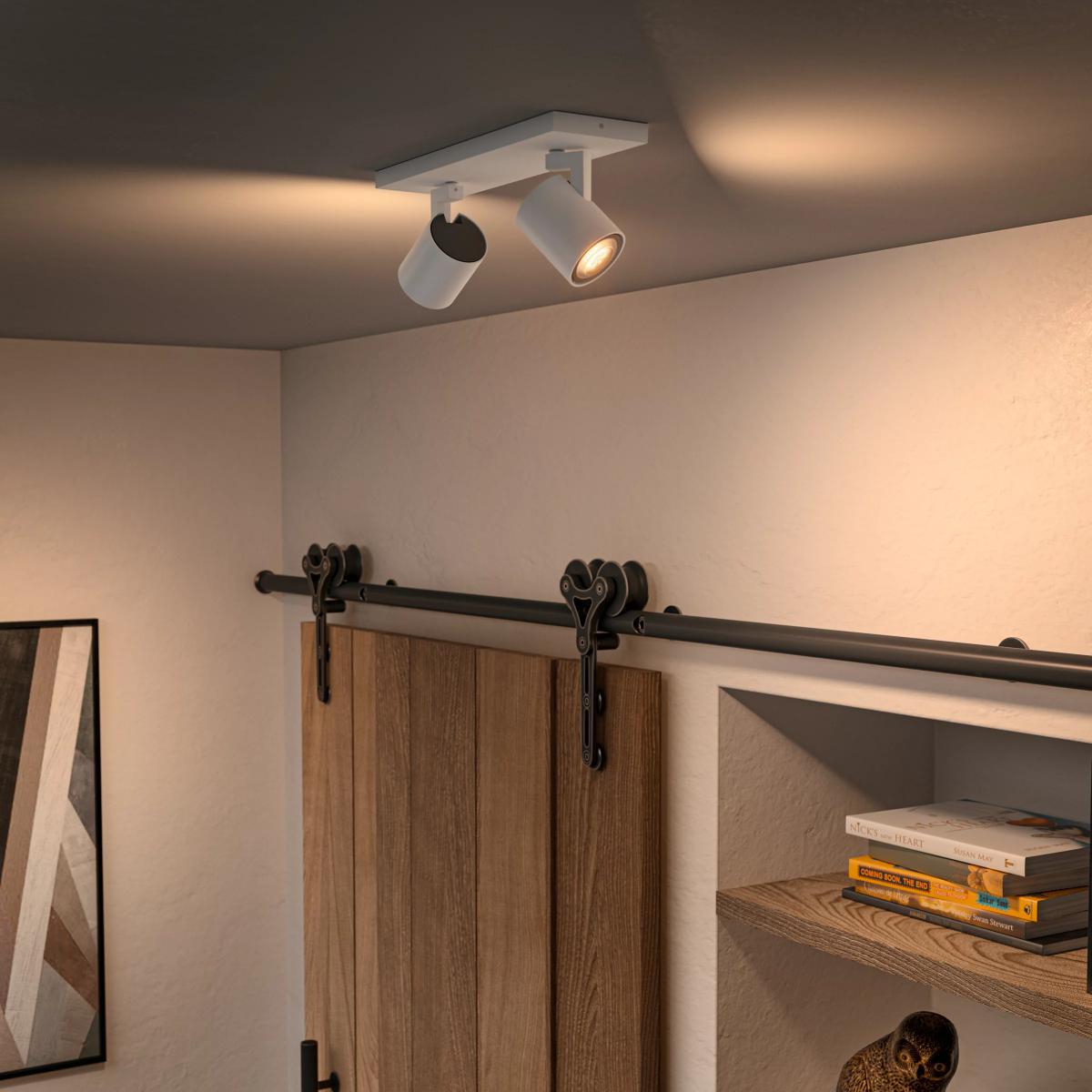 Philips Hue White Ambiance Runner LED Smart Double Spotlight with Bluetooth and Dimmer Switch, White – image 2