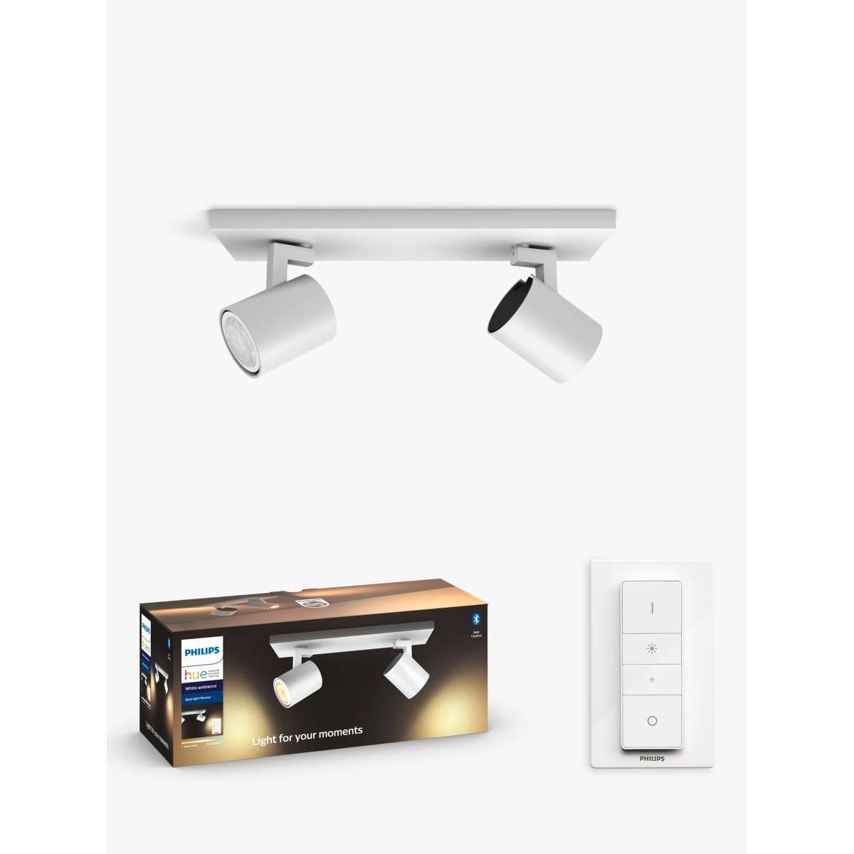 Philips Hue White Ambiance Runner LED Smart Double Spotlight with Bluetooth and Dimmer Switch, White – image 3