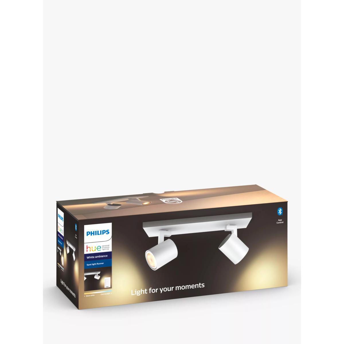 Philips Hue White Ambiance Runner LED Smart Double Spotlight with Bluetooth and Dimmer Switch, White – image 4