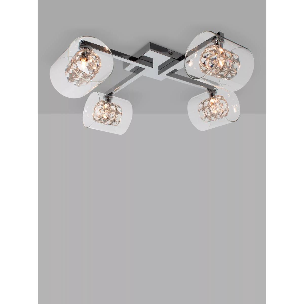 Impex Sonja Flush Ceiling Light, Clear/Chrome