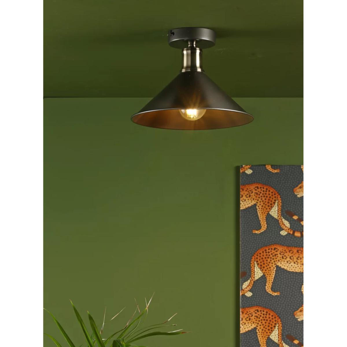Där Jalen Flush Ceiling Light, Graphite/Antique Brass – image 4