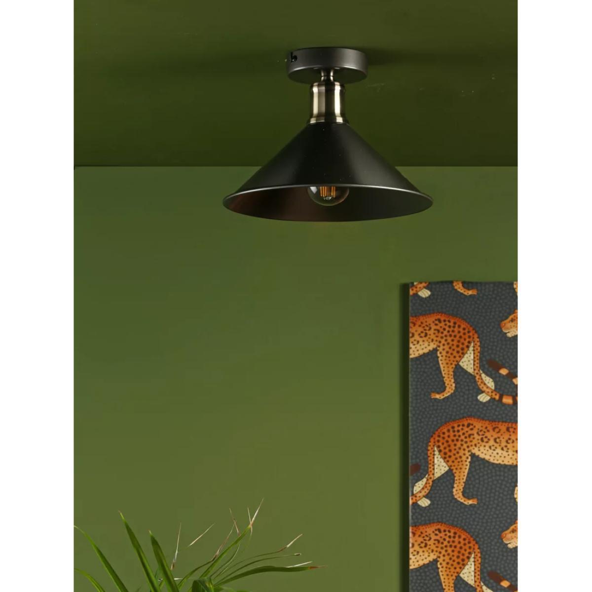 Där Jalen Flush Ceiling Light, Graphite/Antique Brass – image 5