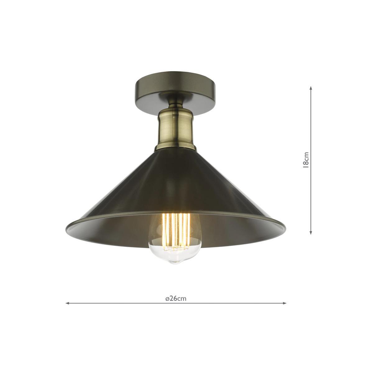 Där Jalen Flush Ceiling Light, Graphite/Antique Brass – image 6