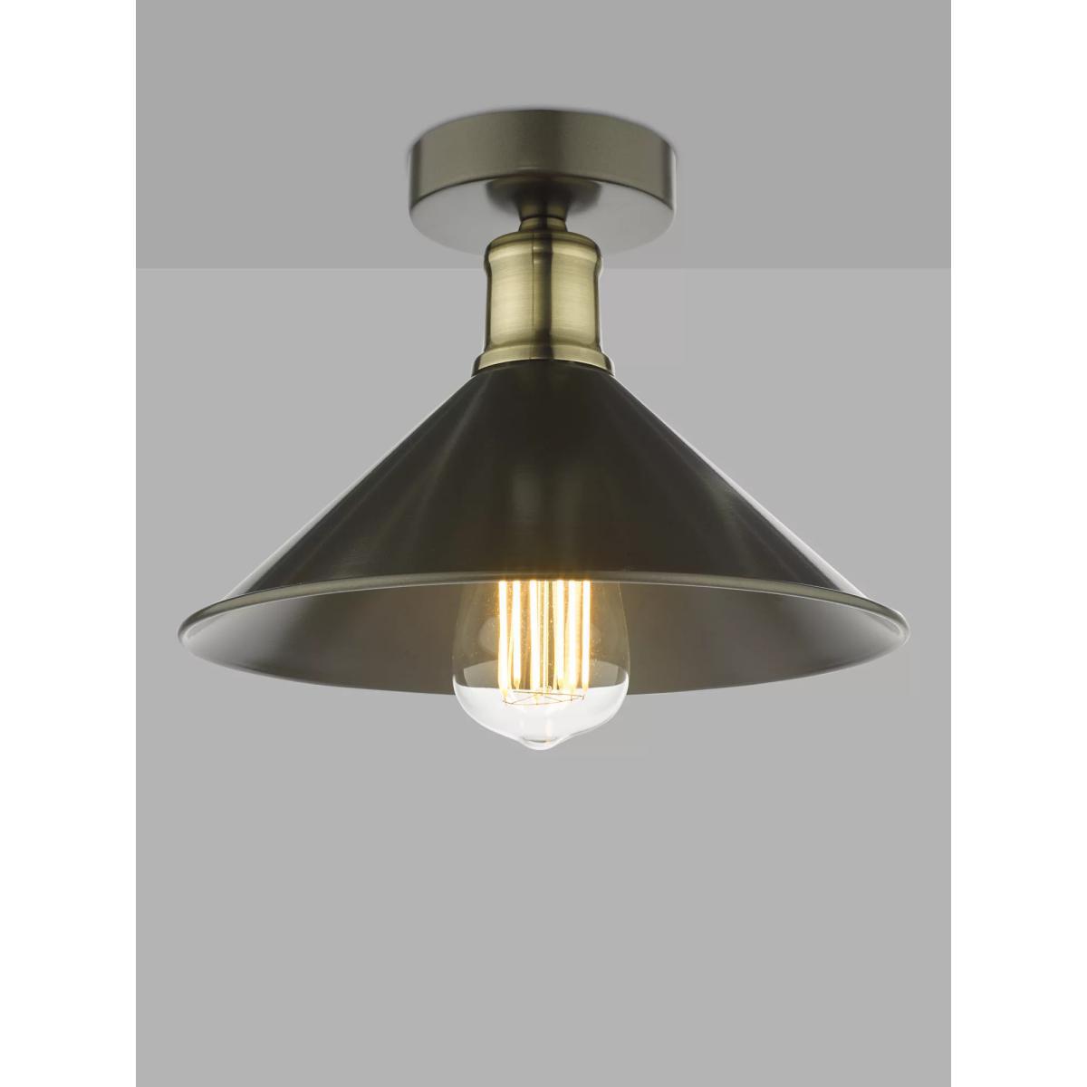 Där Jalen Flush Ceiling Light, Graphite/Antique Brass – image 1