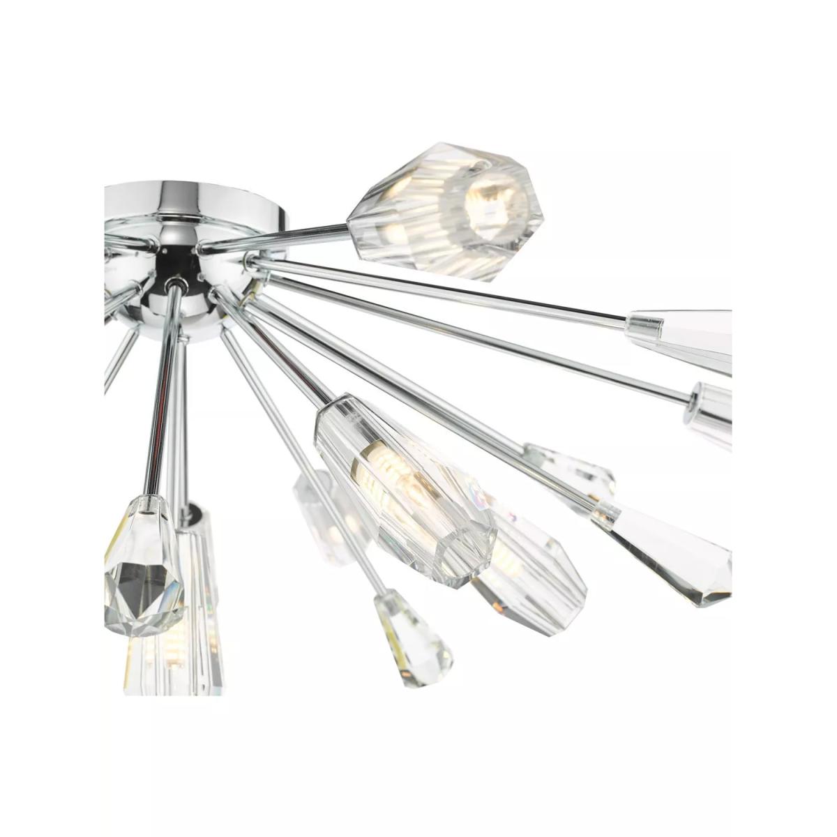 Där Kalyssa 11 Arm Semi-Flush Ceiling Light, Clear/Silver – image 2
