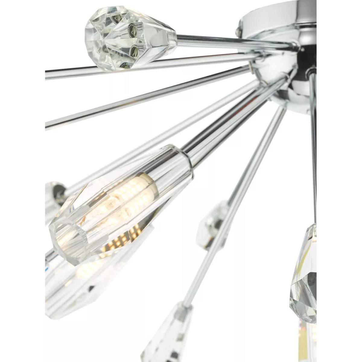 Där Kalyssa 11 Arm Semi-Flush Ceiling Light, Clear/Silver – image 3