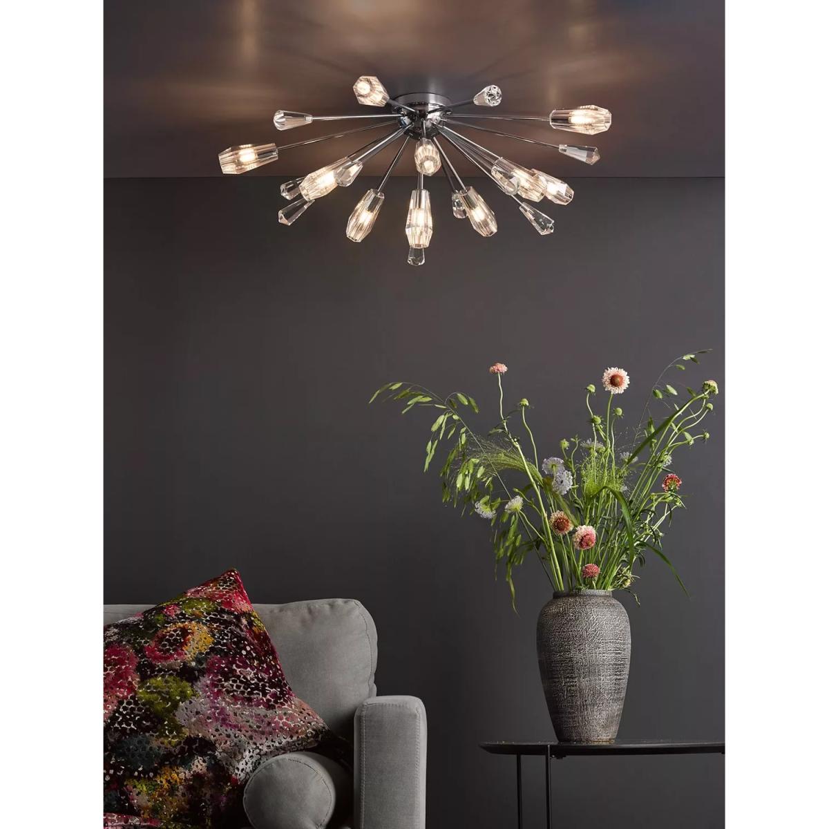 Där Kalyssa 11 Arm Semi-Flush Ceiling Light, Clear/Silver – image 7