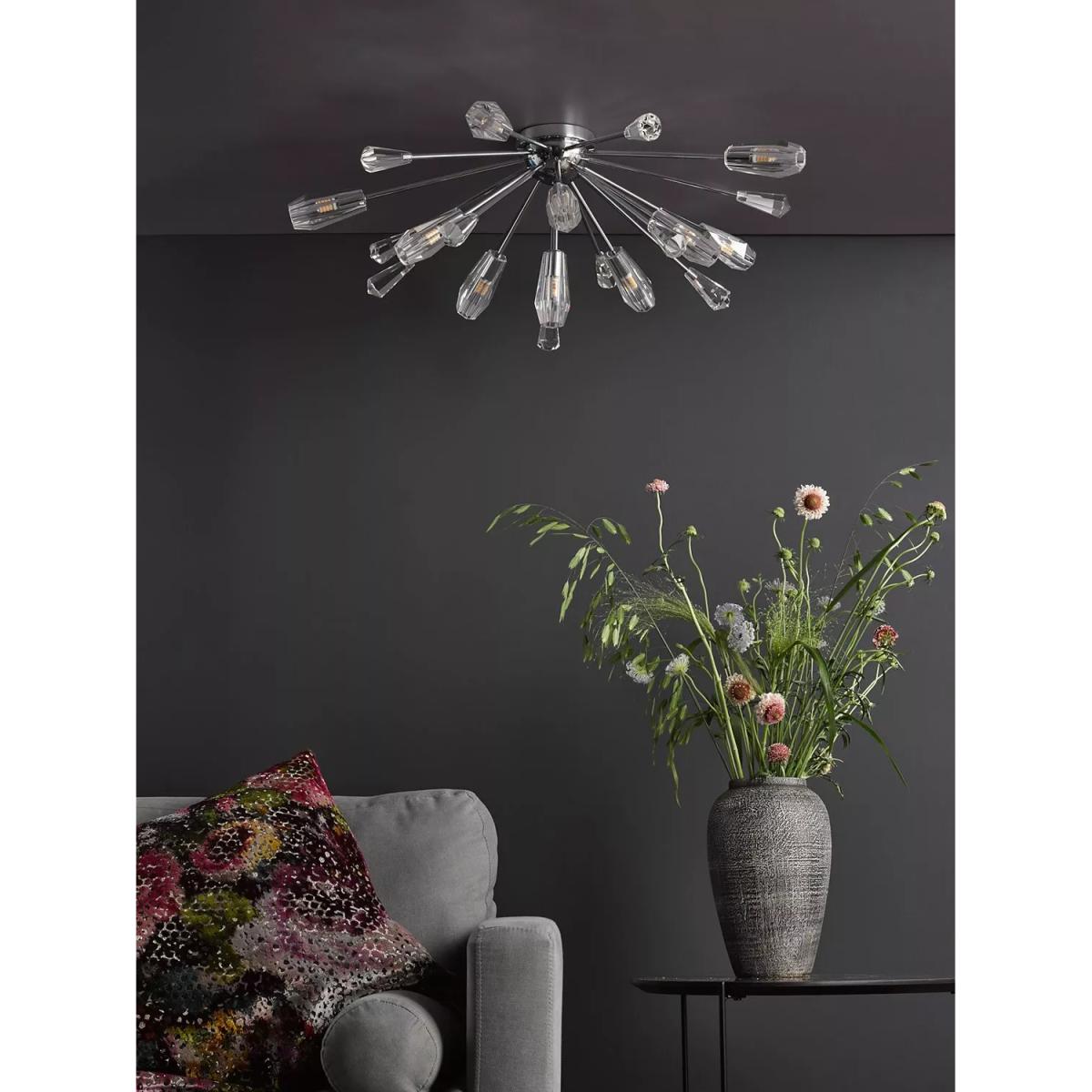 Där Kalyssa 11 Arm Semi-Flush Ceiling Light, Clear/Silver – image 8
