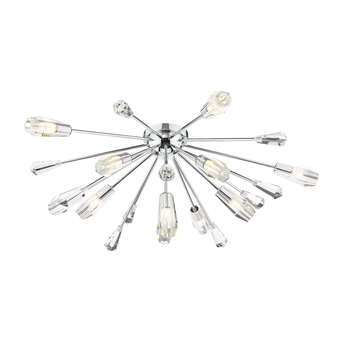 Där Kalyssa 11 Arm Semi-Flush Ceiling Light, Clear/Silver – image 1