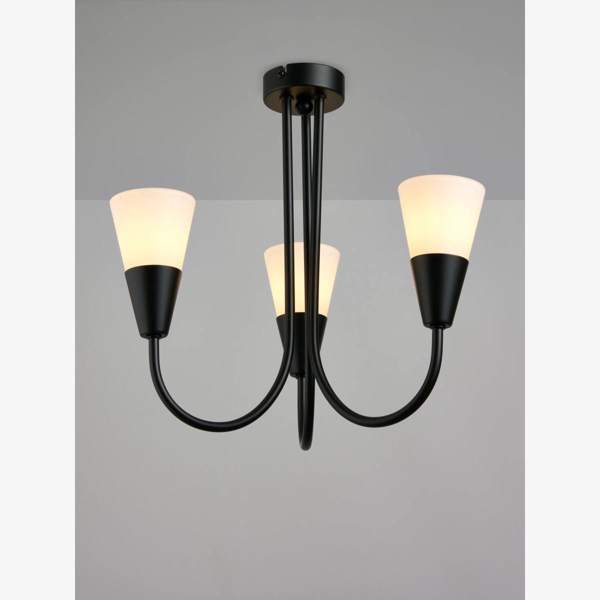 John Lewis ANYDAY Lulu 3 Arm Ceiling Light, Black – image 1