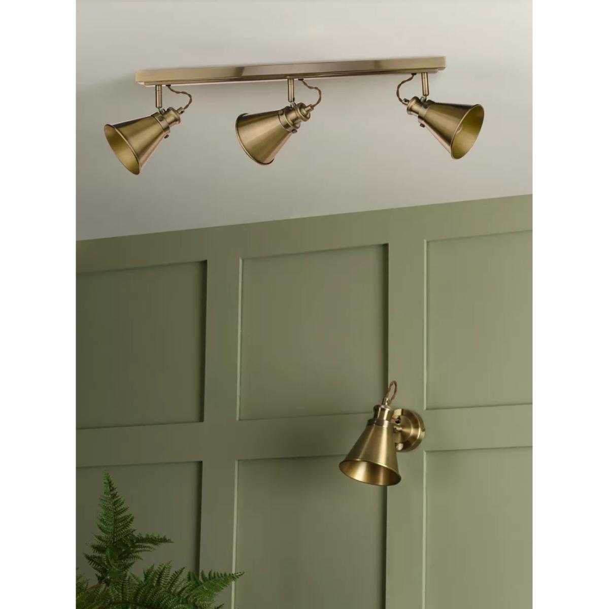 Laura Ashley Rufus 3 Spotlight Ceiling Bar, Brass – image 3