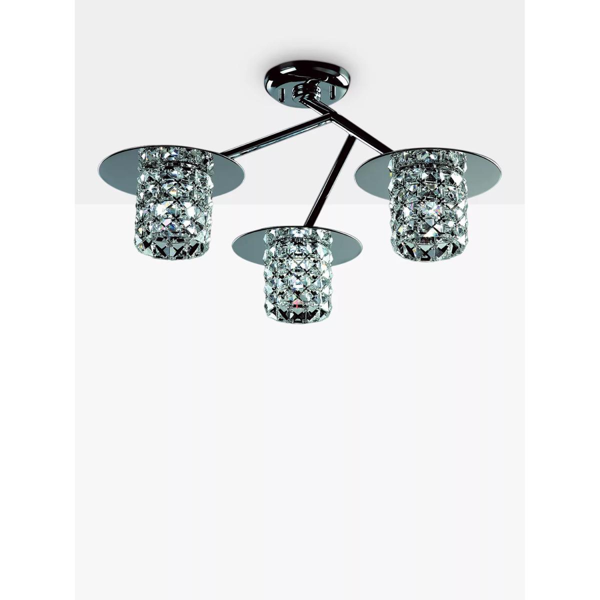 Impex Veta LED Crystal Semi Flush Ceiling Light, Clear/Chrome – image 2