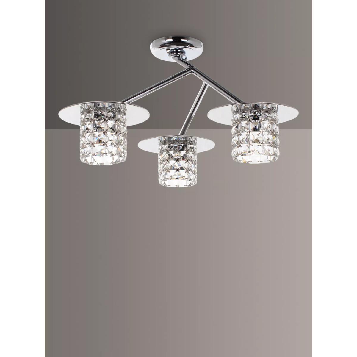 Impex Veta LED Crystal Semi Flush Ceiling Light, Clear/Chrome – image 1