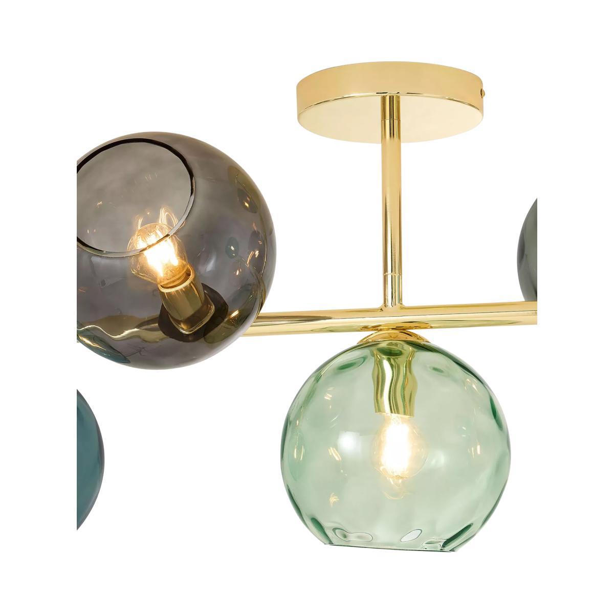 MADE Ilaria 7 Light Flush Ceiling Light, Brass/Multi – image 3