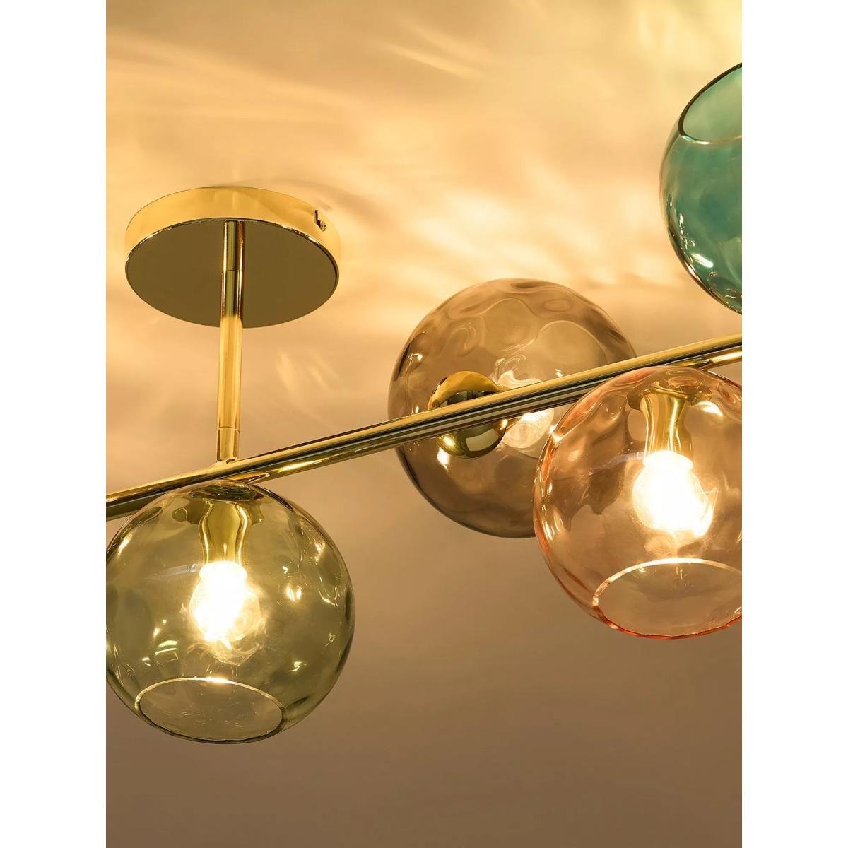 MADE Ilaria 7 Light Flush Ceiling Light, Brass/Multi – image 5