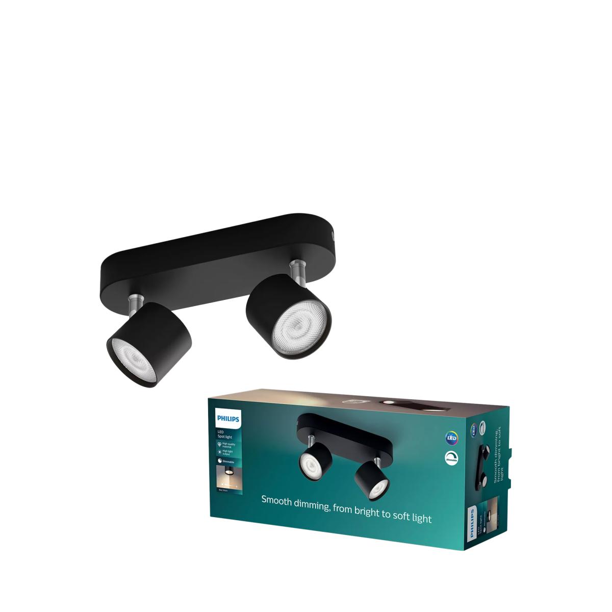 Philips Star Bar Dimmable Double LED 4.5W Spotlight, Black – image 2