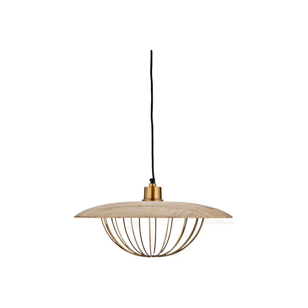 Nkuku Chakai Wood & Brass Pendant Ceiling Light, Natural – image 1