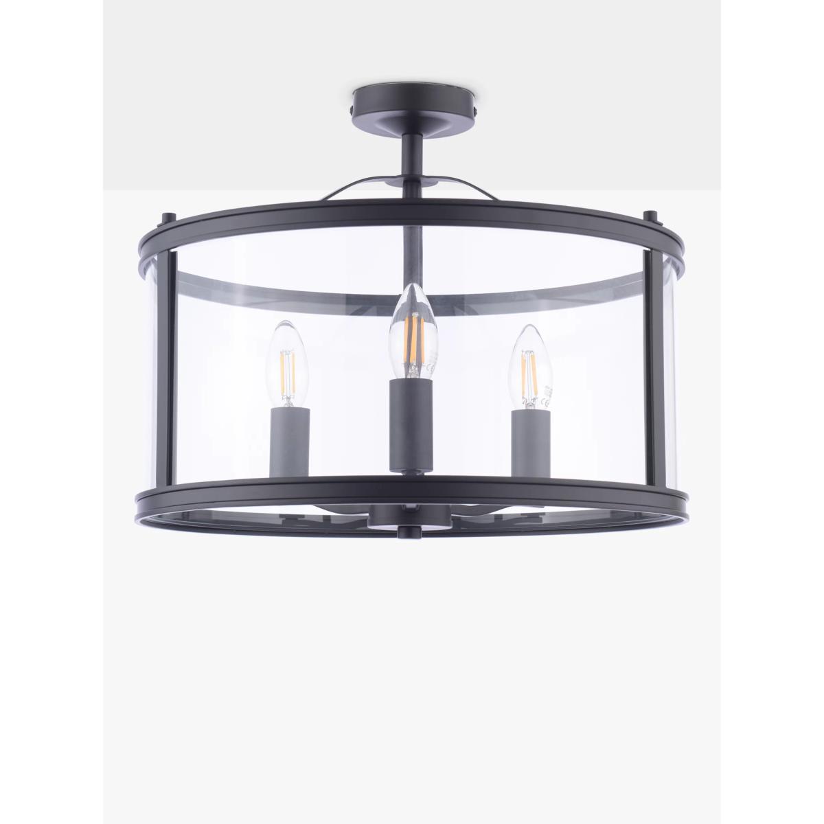Laura Ashley Harrington 3 Bulb Semi-Flush Ceiling Light, Black – image 2